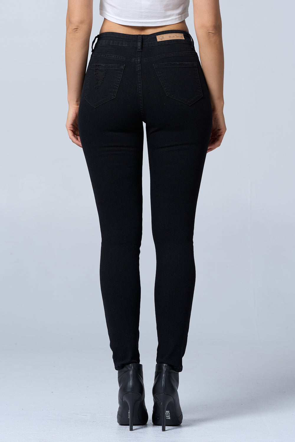 Distressed High Waisted Skinny Jeans Extreme Stretch Dark RH2212