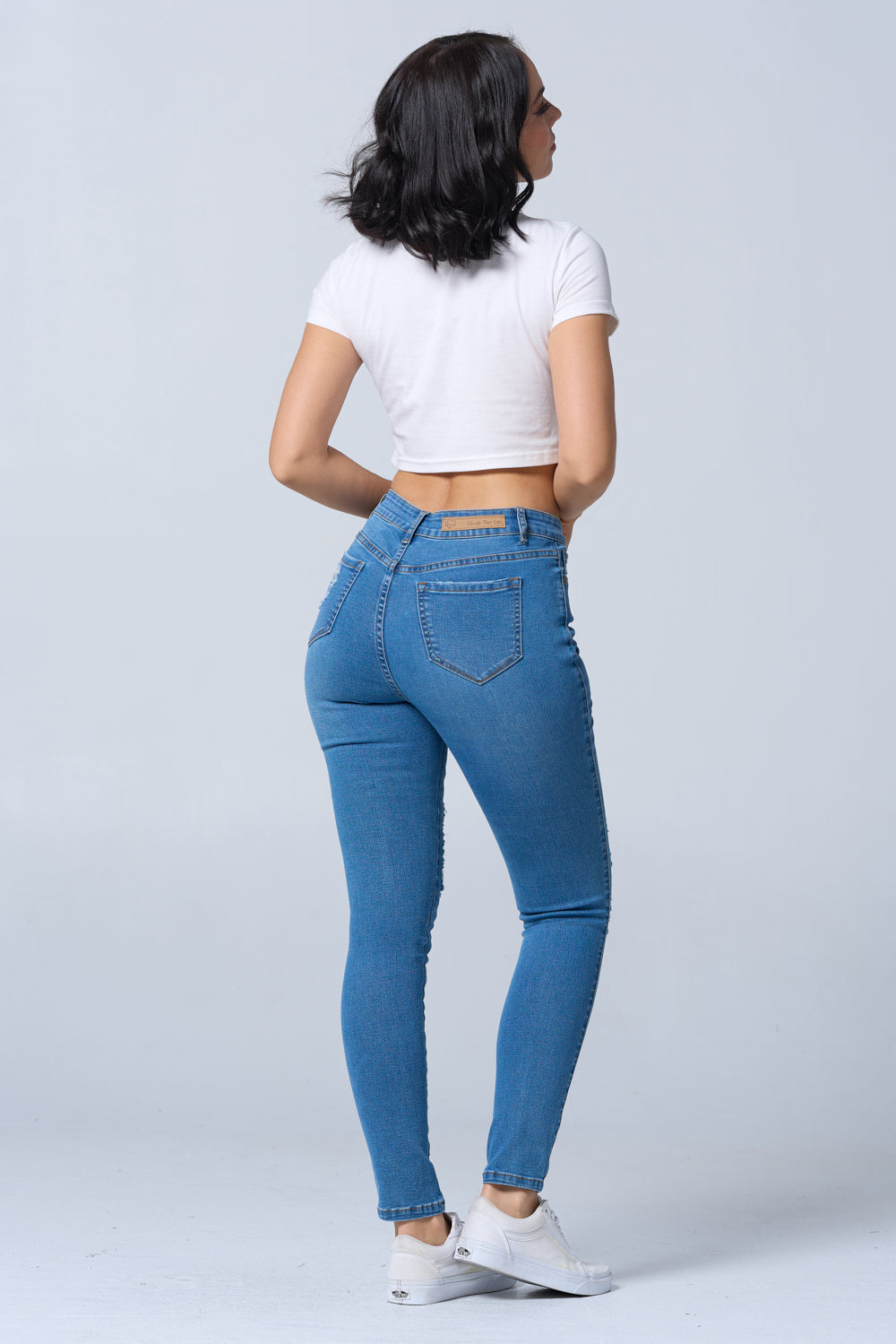 Distressed High Waisted Skinny Jeans Extreme Stretch Dark RH2212