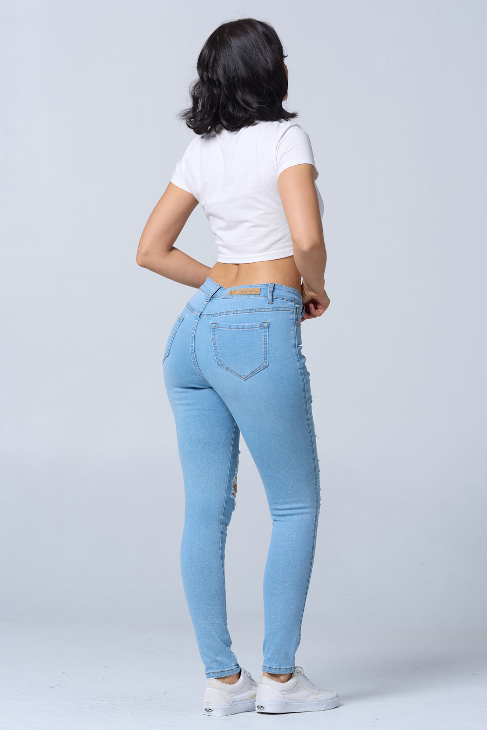Distressed High Waisted Skinny Jeans Extreme Stretch Dark RH2212