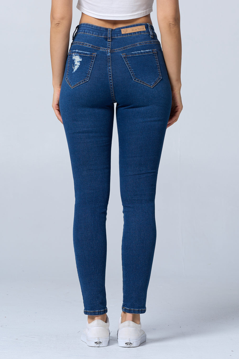 Distressed High Waisted Skinny Jeans Extreme Stretch Dark RH2212