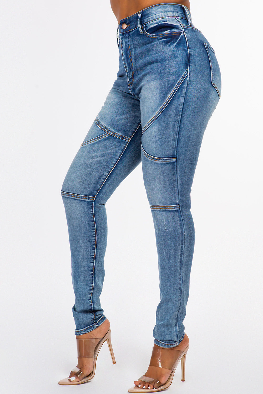Seamed High Rise Skinny Jean Medium Blue DH2023