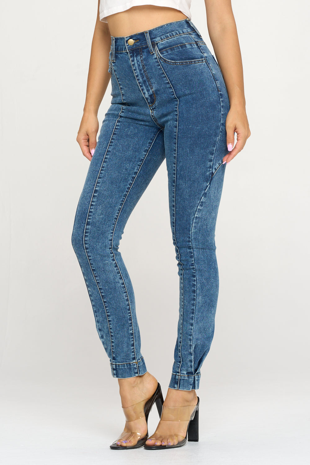 Dark Lined Bottom Up Jeans $12.65 Each