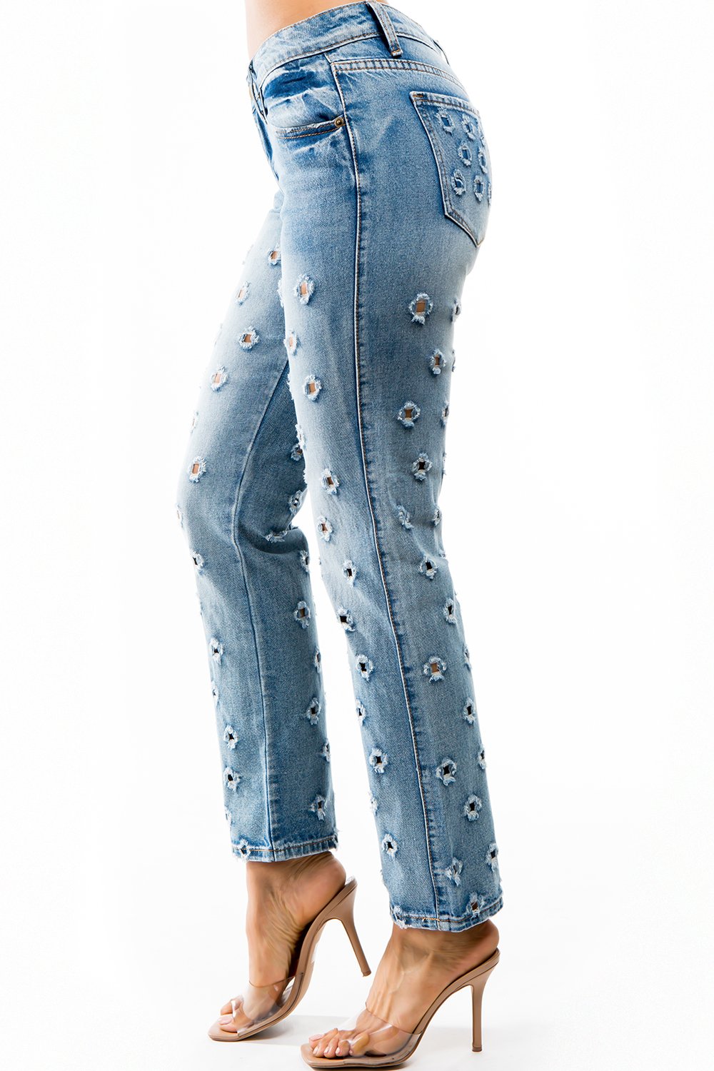 Mid Rise Hole Punch Jean DH2032 Dark