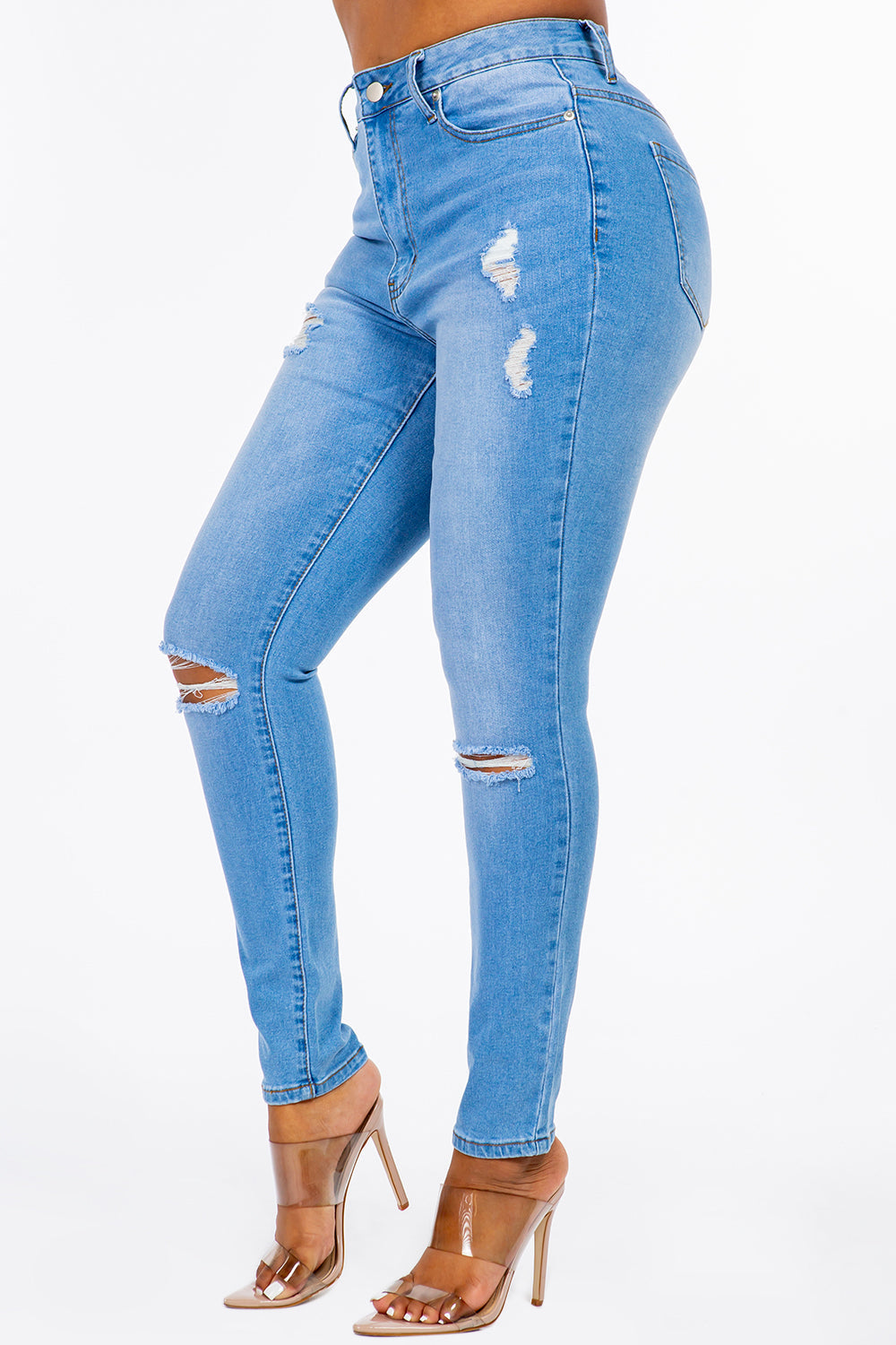 Extreme Stretch Distressed High Rise Skinny Jeans Medium YH2212