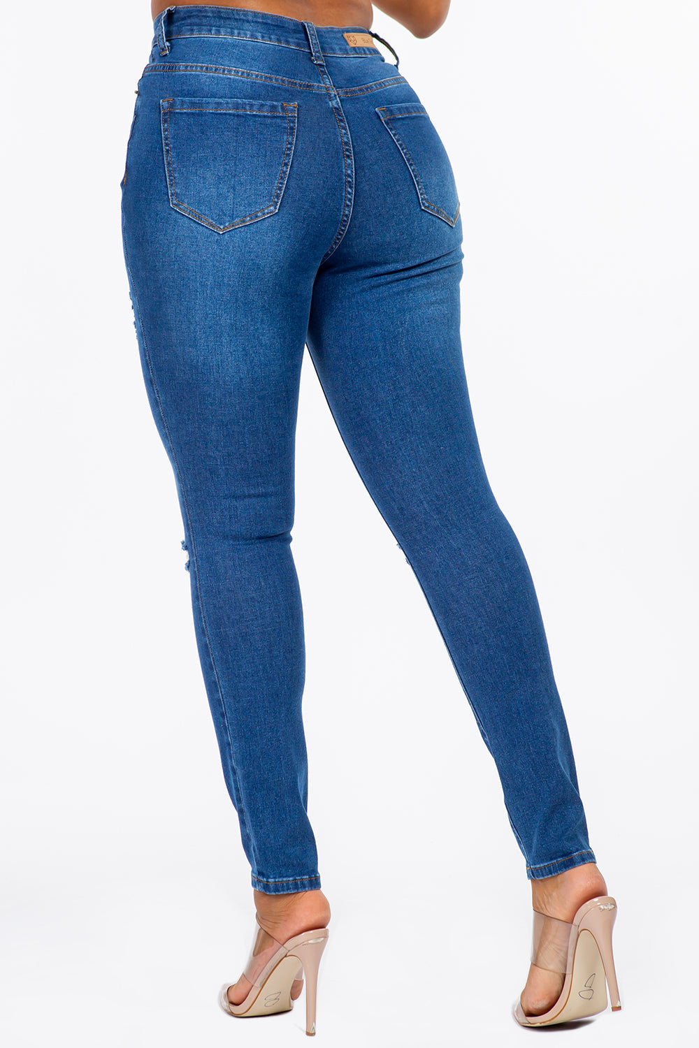 Extreme Stretch Distressed High Rise Skinny Jeans Medium YH2212