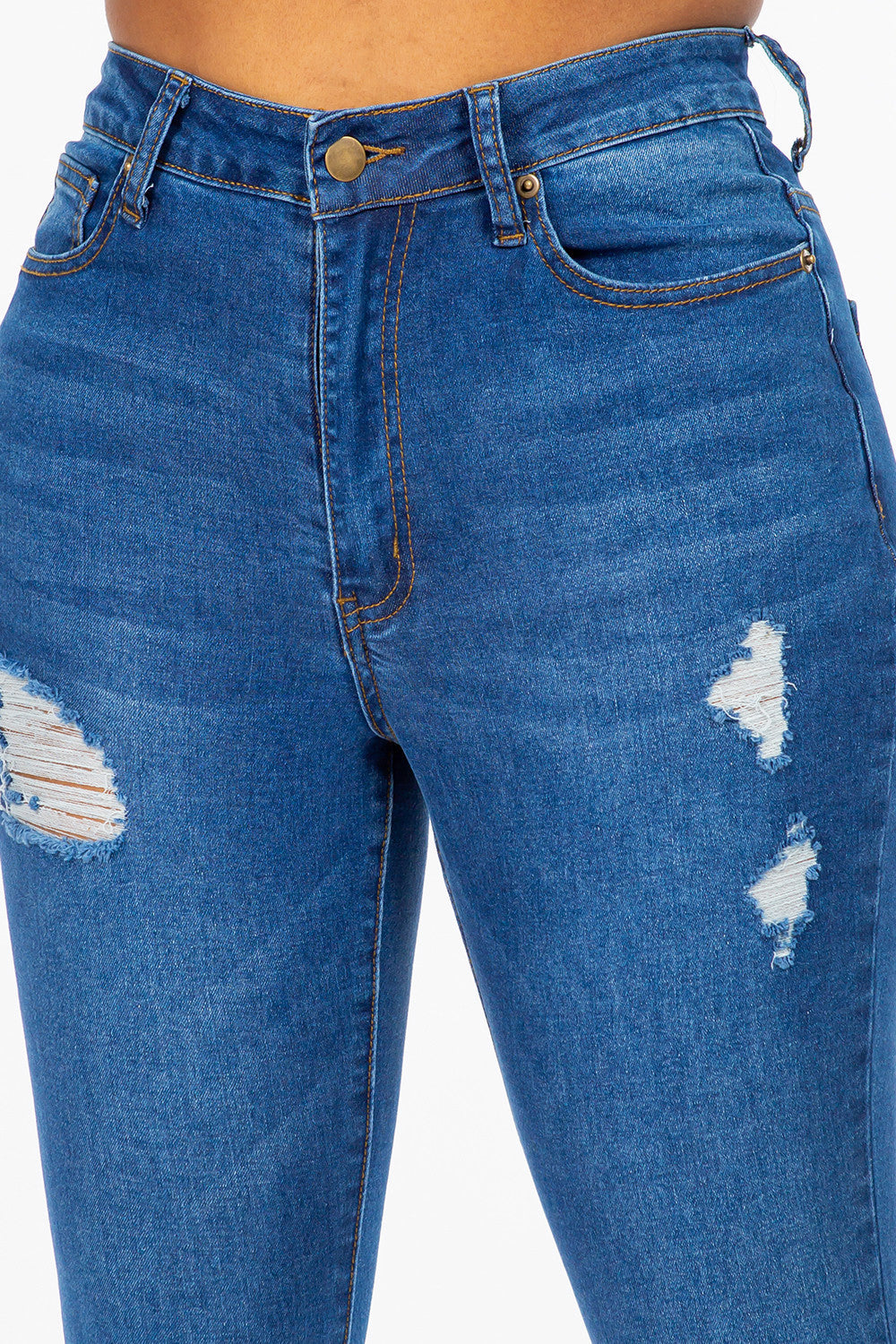 Extreme Stretch Distressed High Rise Skinny Jeans Dark YH2212