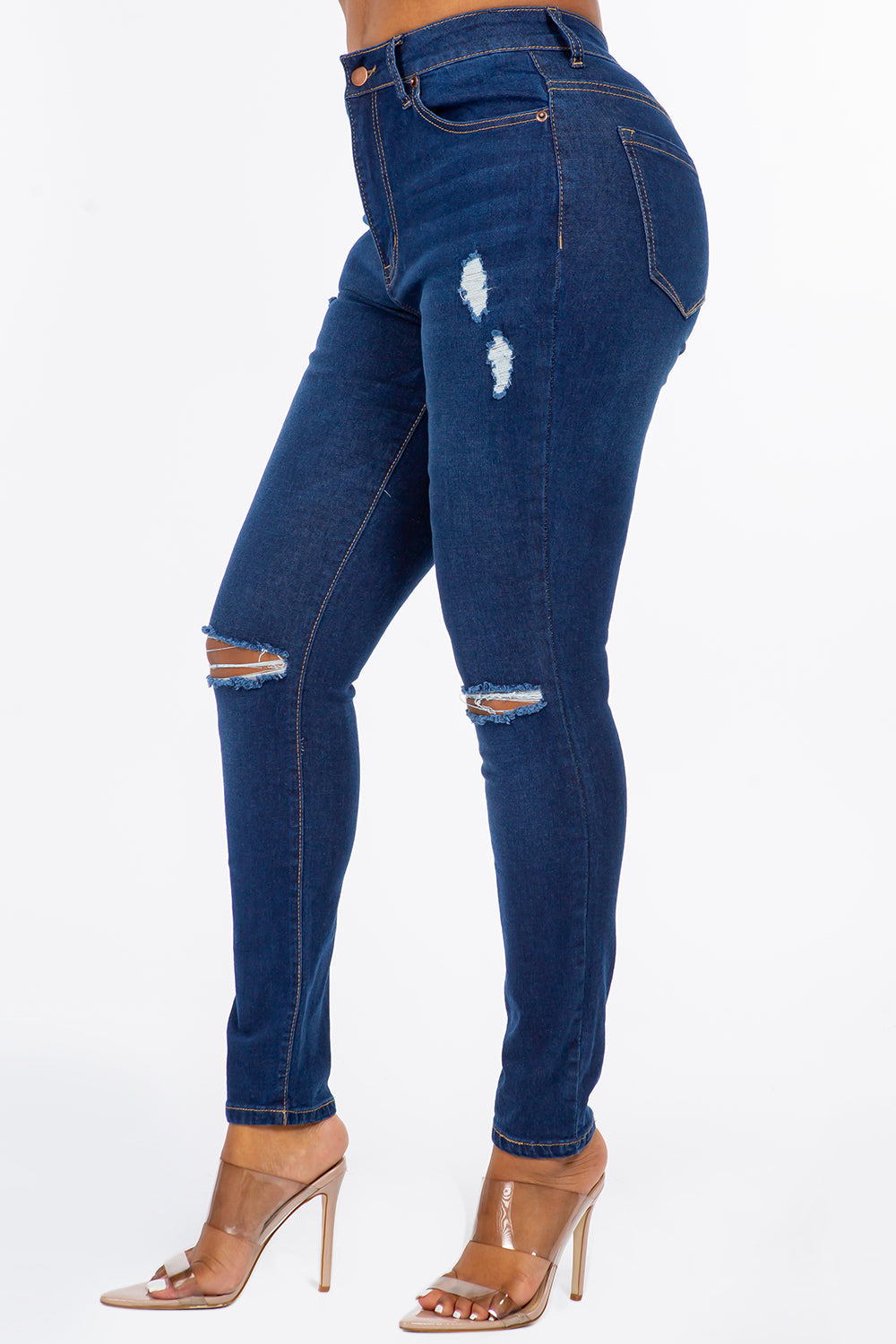 Extreme Stretch Distressed High Rise Skinny Jeans Medium YH2212
