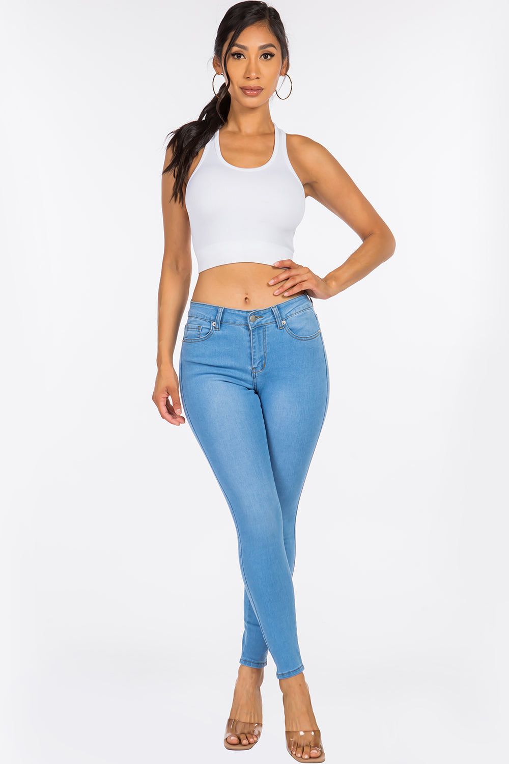 Classic Mid Rise Skinny Jean Extreme Stretch Gray WR3702