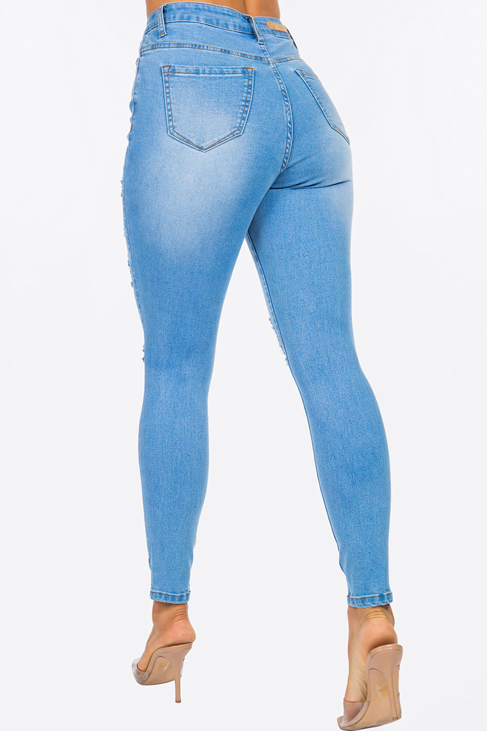 NEW Distressed High Waist Skinny Jean Medium Blue YH2211