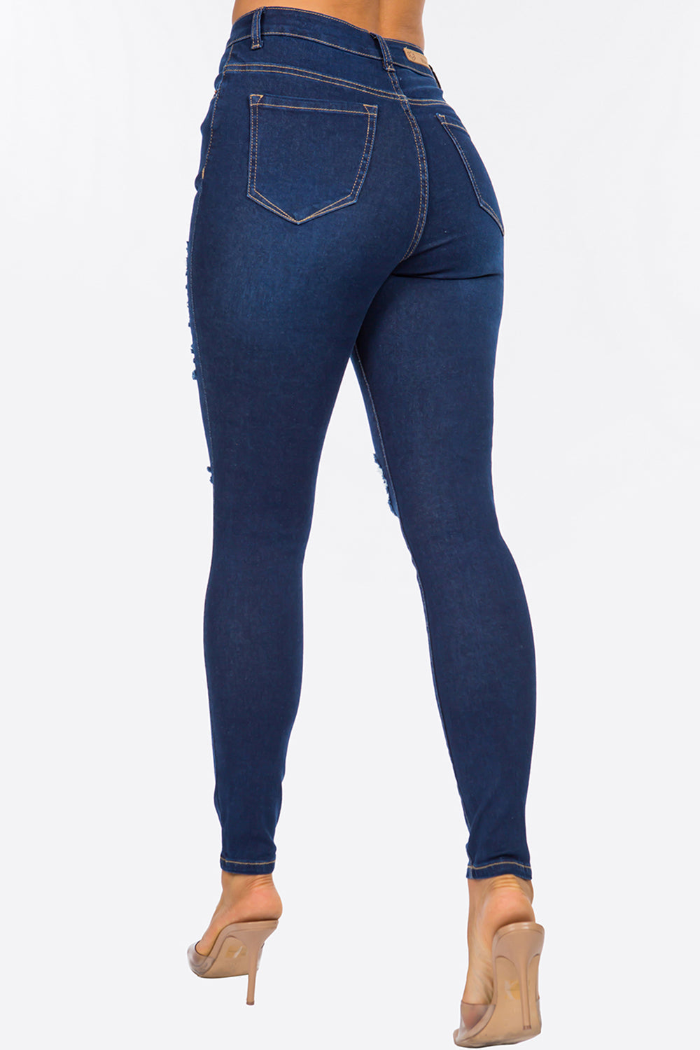 NEW Distressed High Waist Skinny Jean Medium Blue YH2211