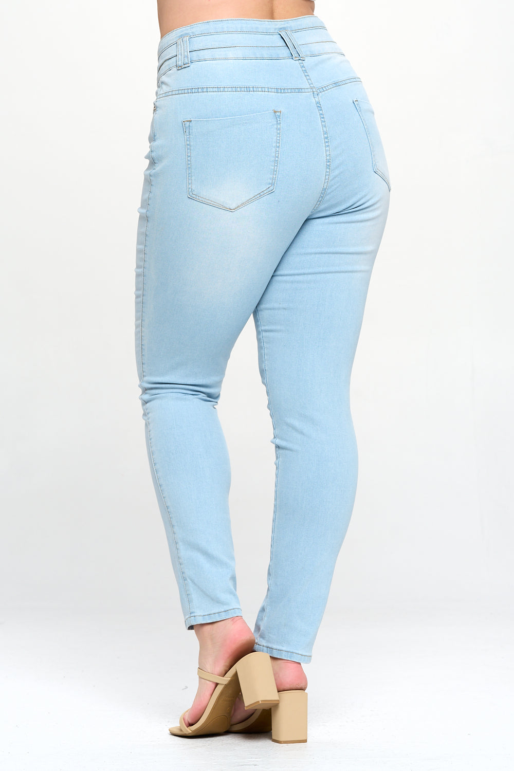 Stacked Waist Slimming High Waist Skinny Jeans Medium Blue Plus Size