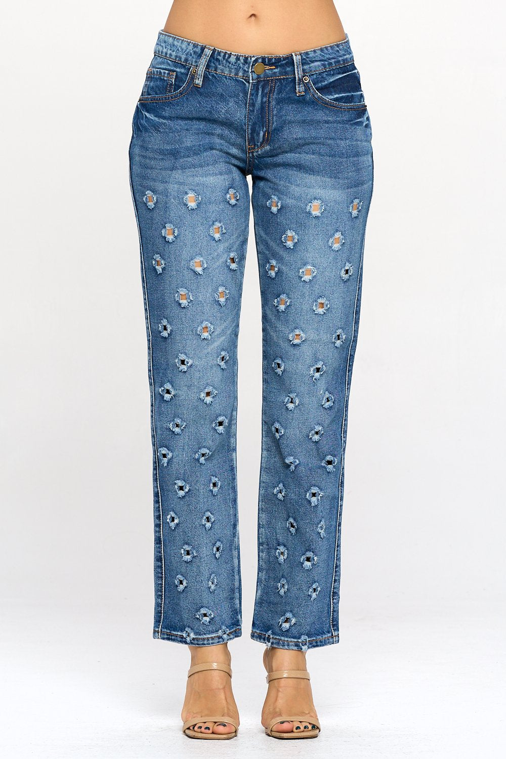 Mid Rise Hole Punch Jean DH2032 Dark