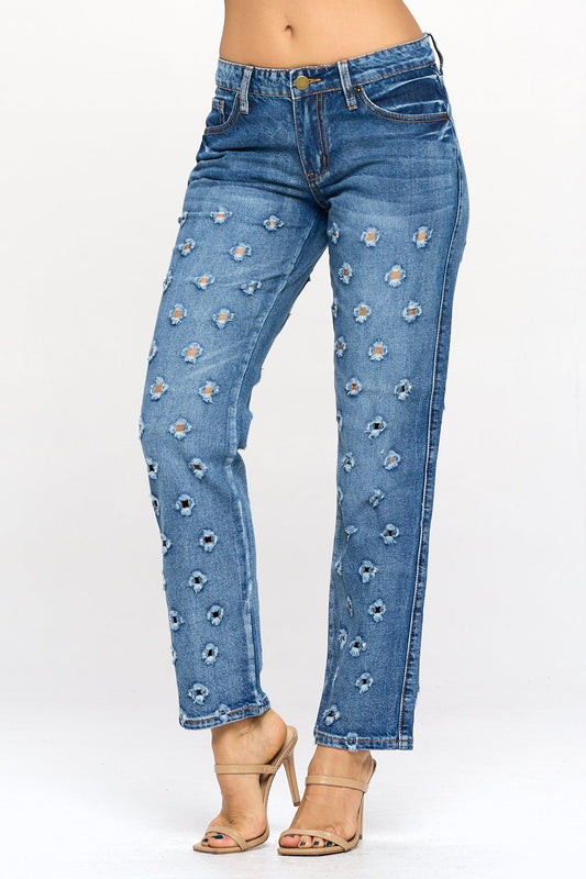 Mid Rise Hole Punch Jean DH2032 Dark