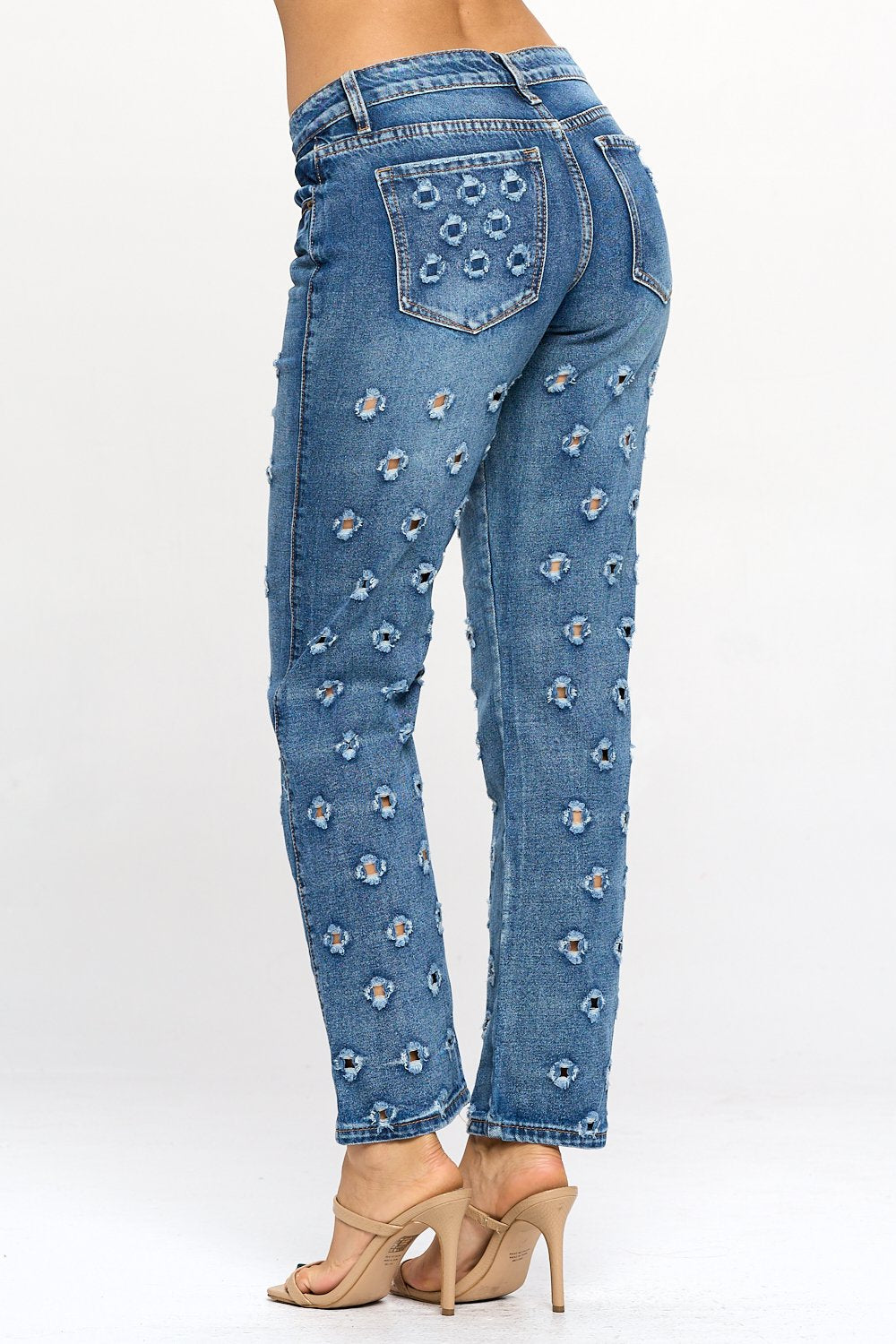 Mid Rise Hole Punch Jean DH2032 Dark