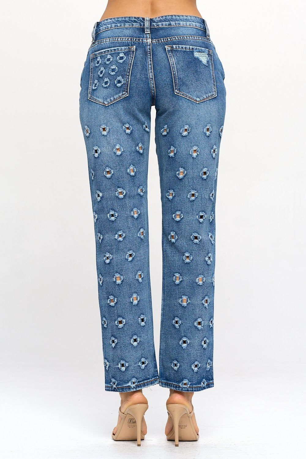 Mid Rise Hole Punch Jean DH2032 Dark
