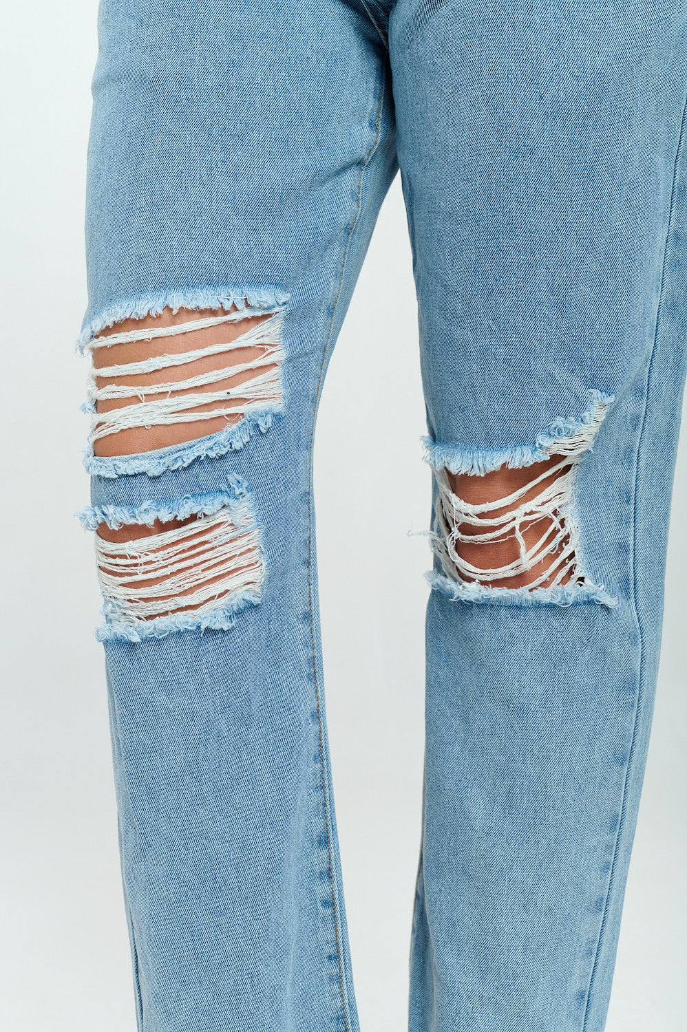 Fringed 90's High Rise Mom Jean With Double Waistband Light DH2107
