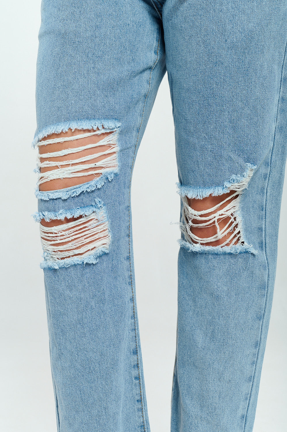 Fringed 90's High Rise Mom Jean With Double Waistband Medium DH2107
