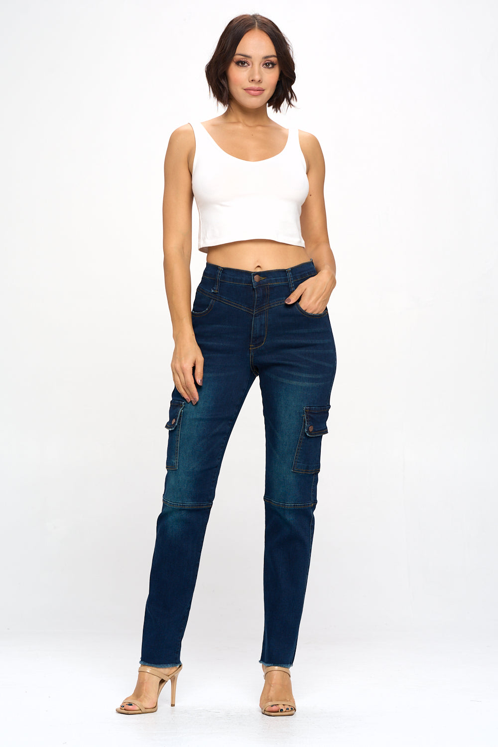 Horizons Extreme Stretch Straight Leg Cargo Jeans Dark