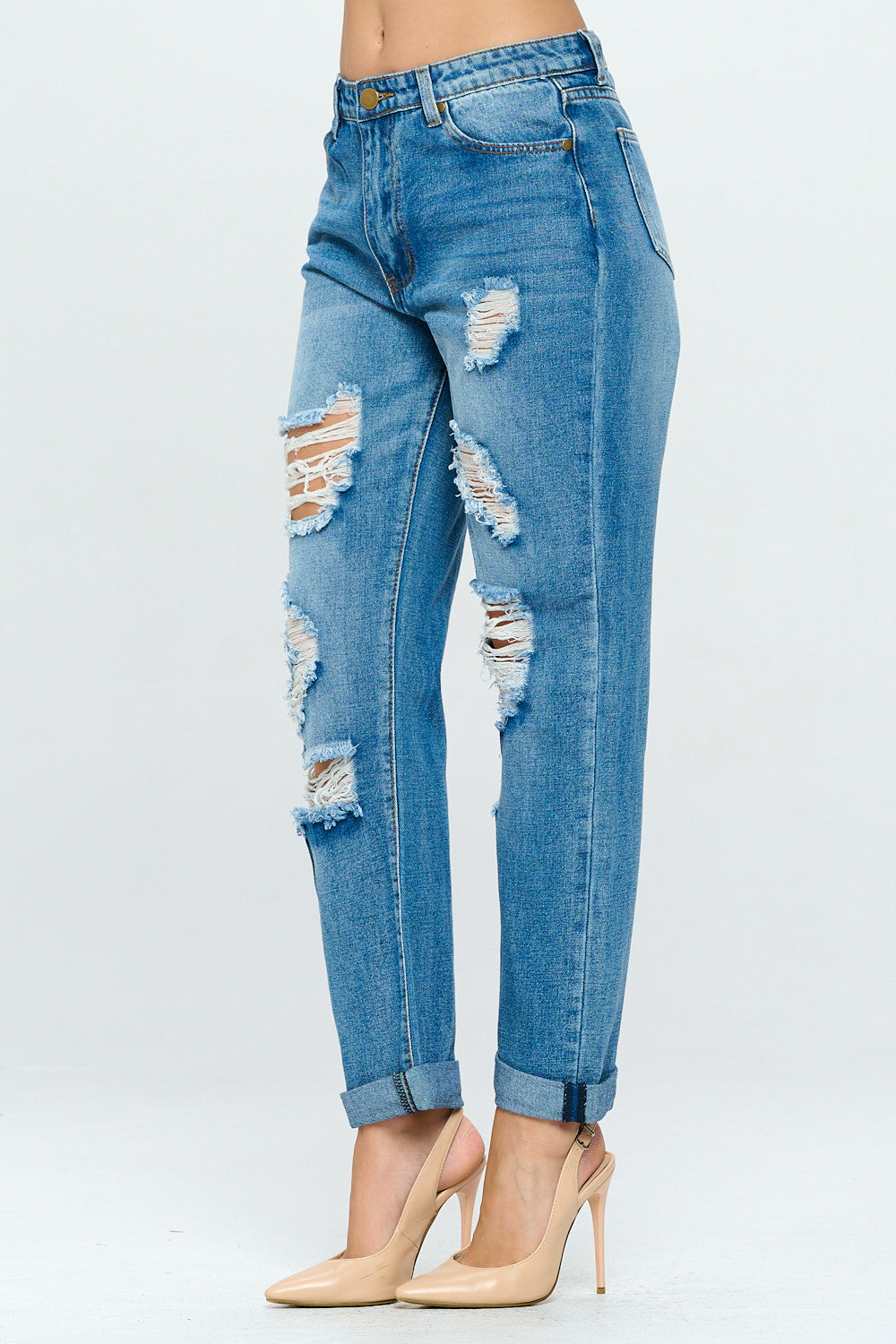 90's Style Mid Rise Mom Jean Rolled Cuff Medium DH2108