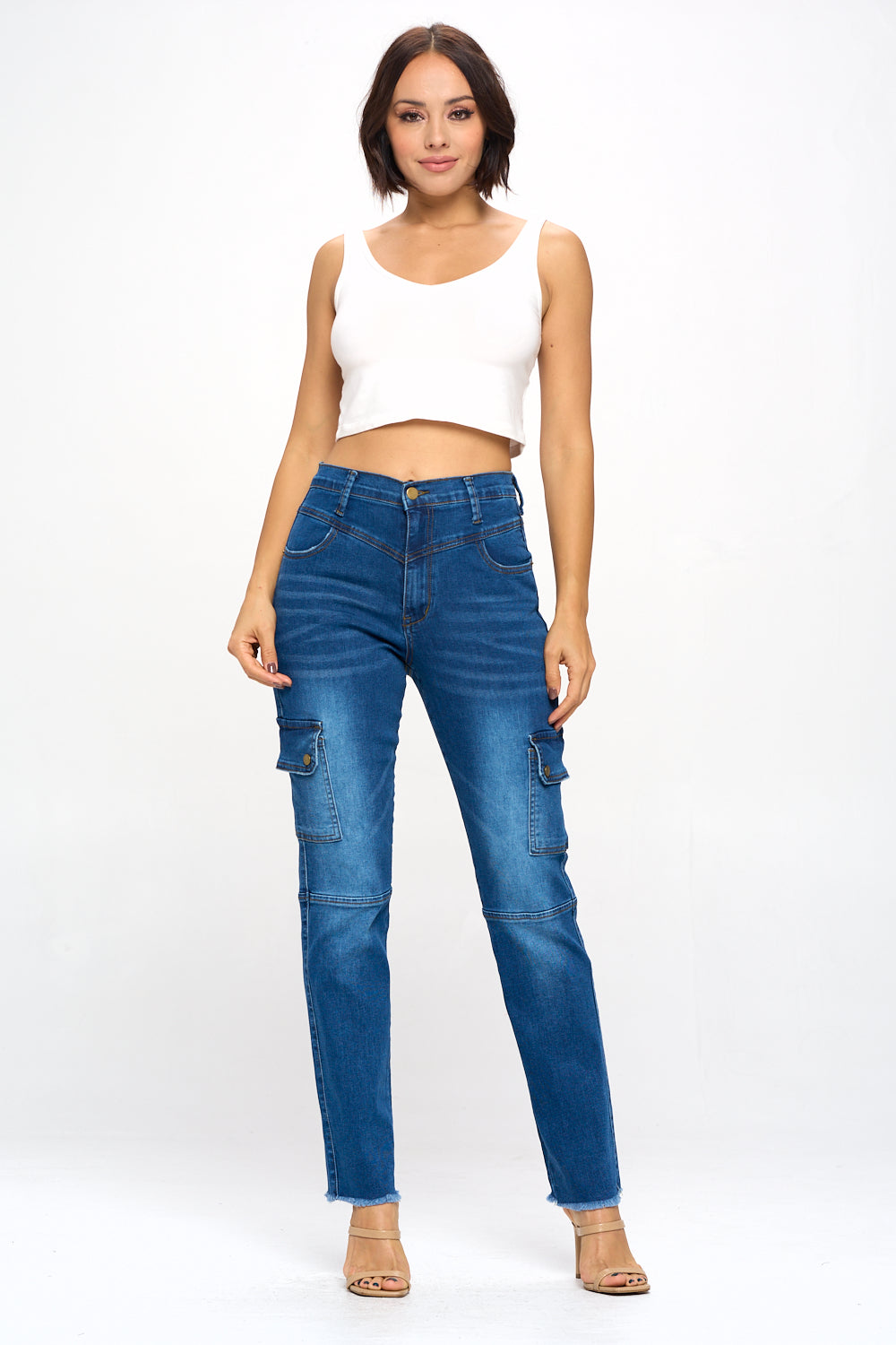 Horizons Extreme Stretch Straight Leg Cargo Jeans Dark