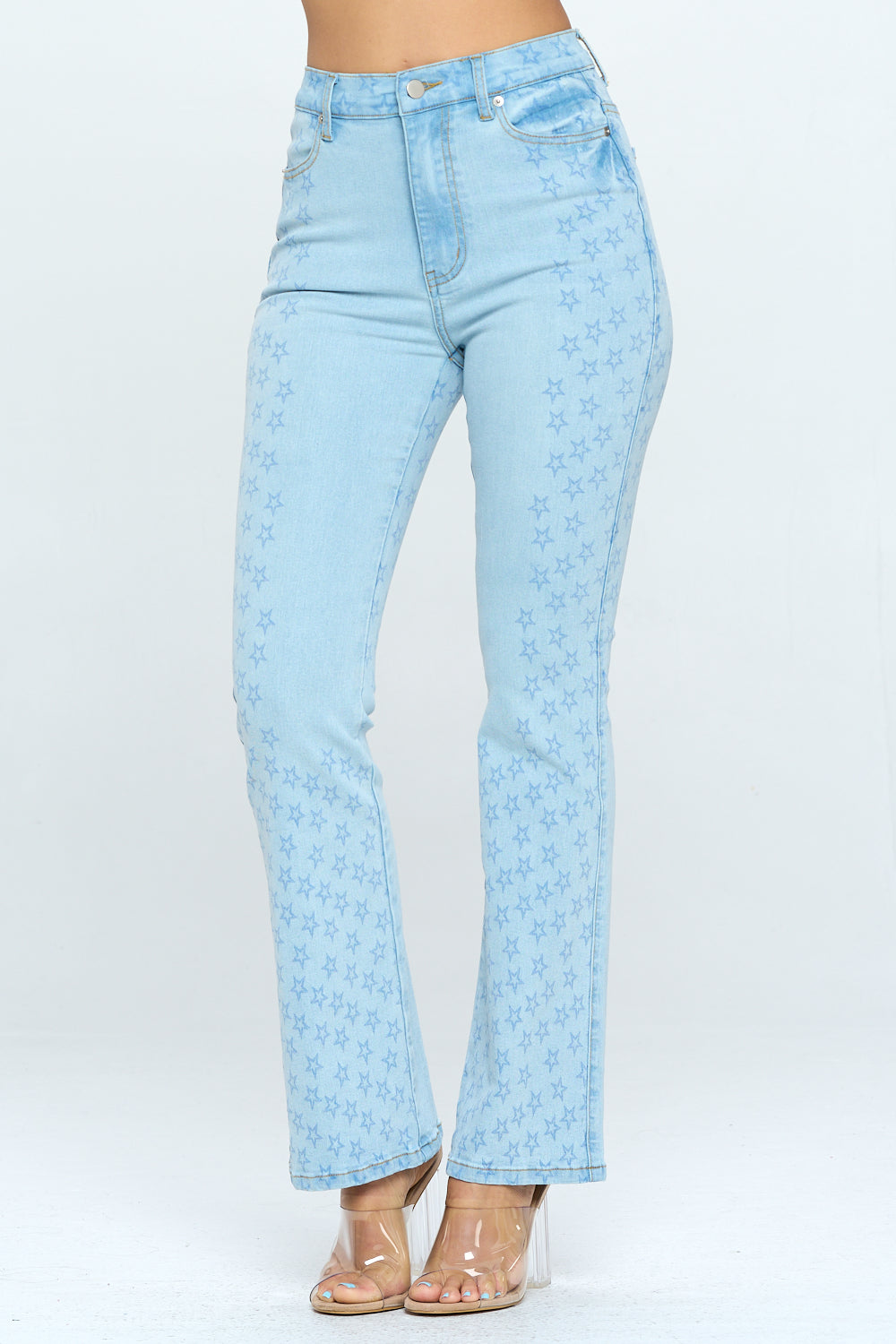 High Rise Bootcut Jean Stars Digital Print Medium YH2201