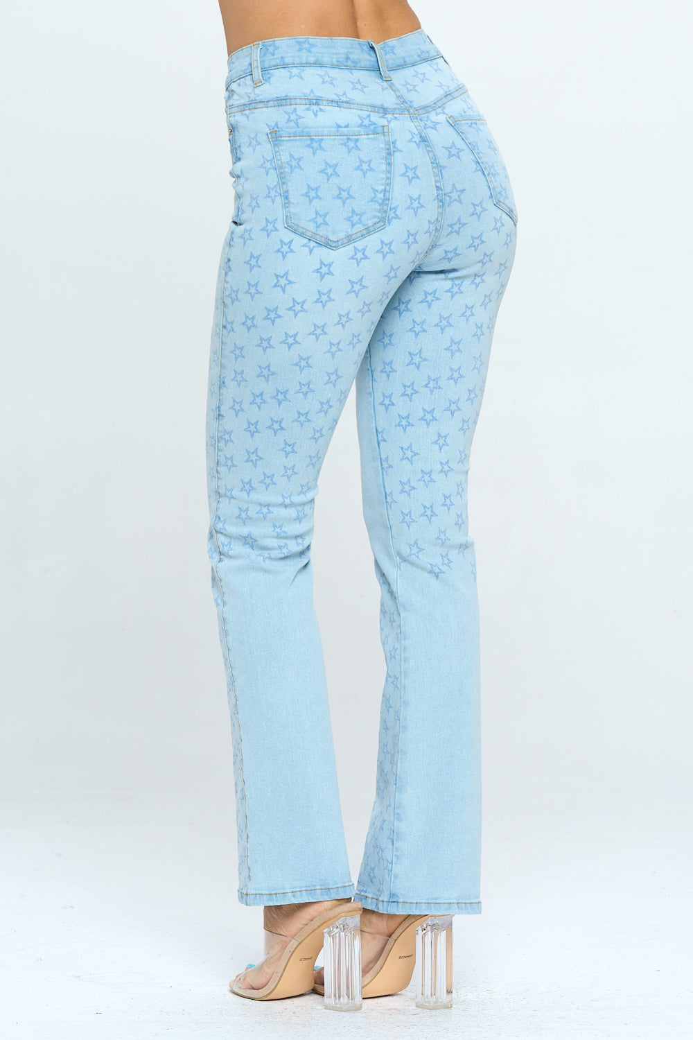 High Rise Bootcut Jean Stars Digital Print Medium YH2201