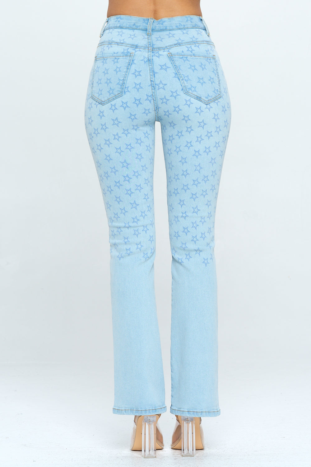 High Rise Bootcut Jean Stars Digital Print Medium YH2201