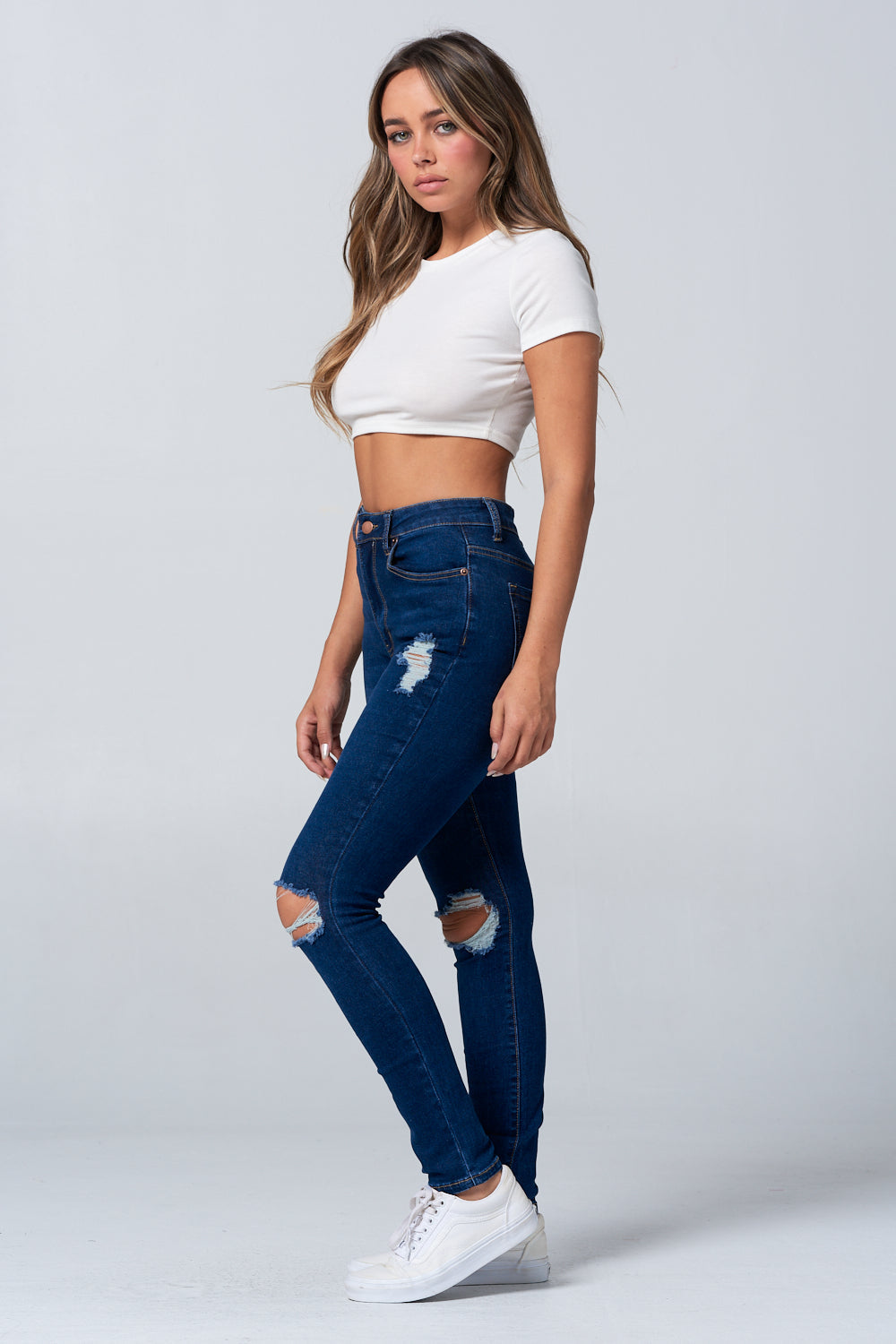NEW Distressed High Rise Skinny Jean Light Blue YH2213