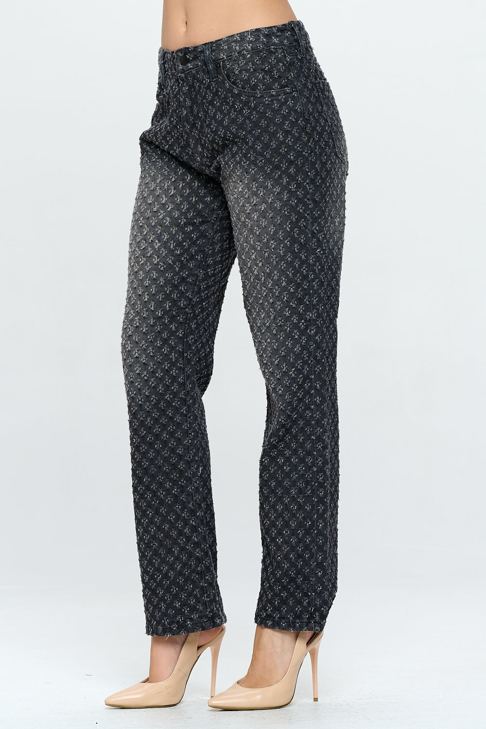 High Rise Straight Leg Jean Retro Pin Holes Light DH2201