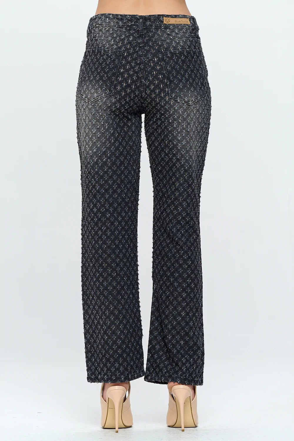 High Rise Straight Leg Jean Retro Pin Holes Black DH2201
