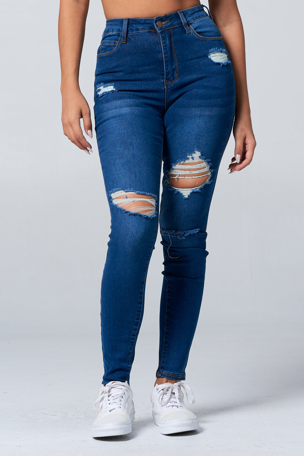 NEW Ripped High Rise Skinny Jean Light Blue DH3709