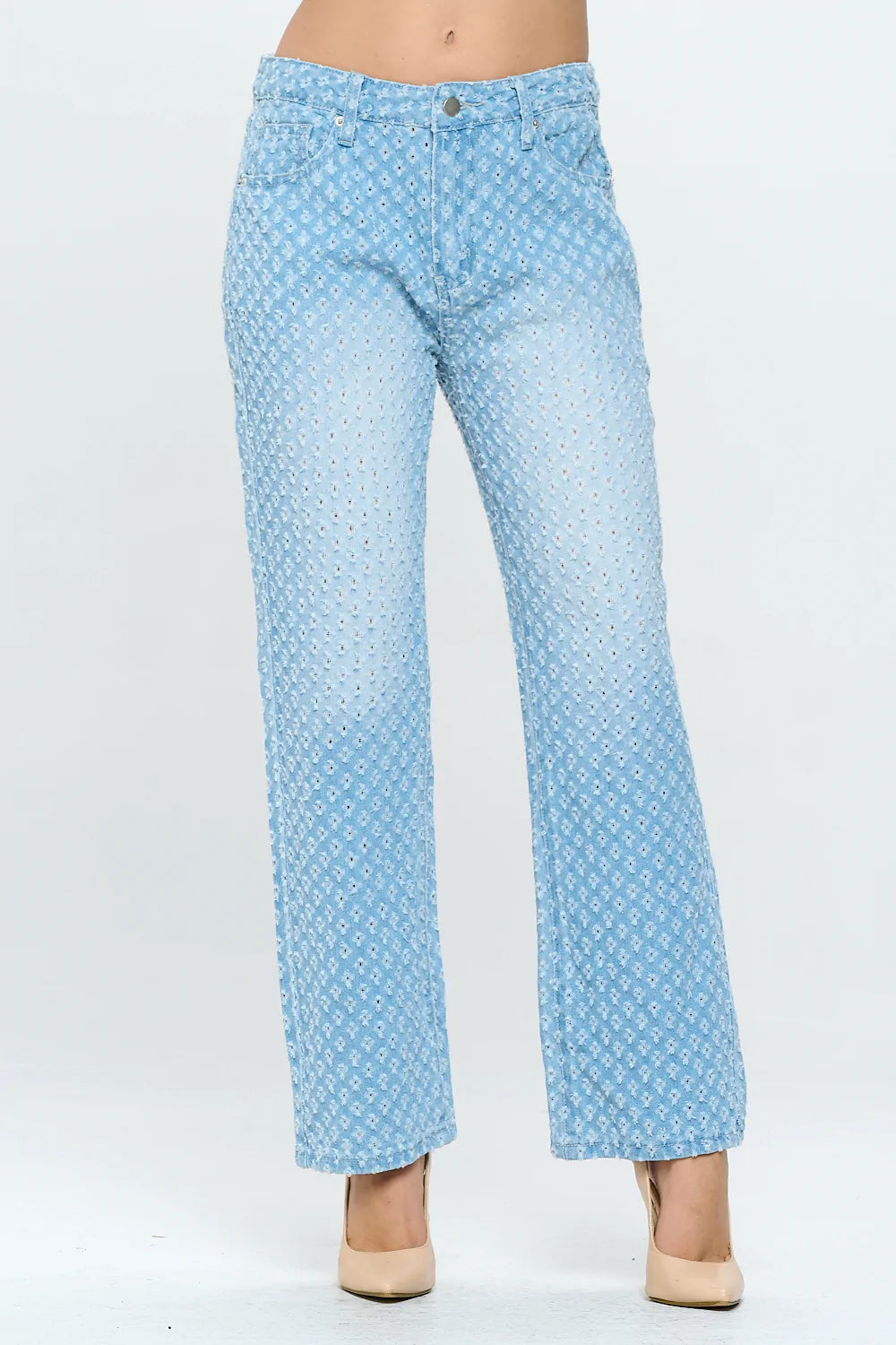 High Rise Straight Leg Jean Retro Pin Holes Black DH2201