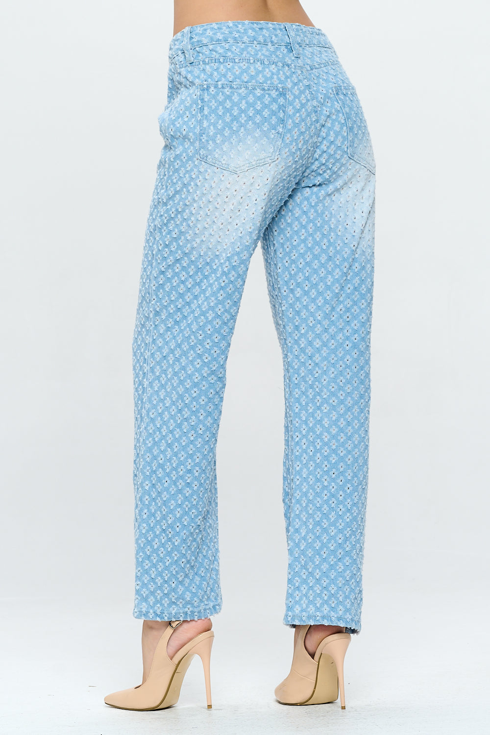High Rise Straight Leg Jean Retro Pin Holes Light DH2201