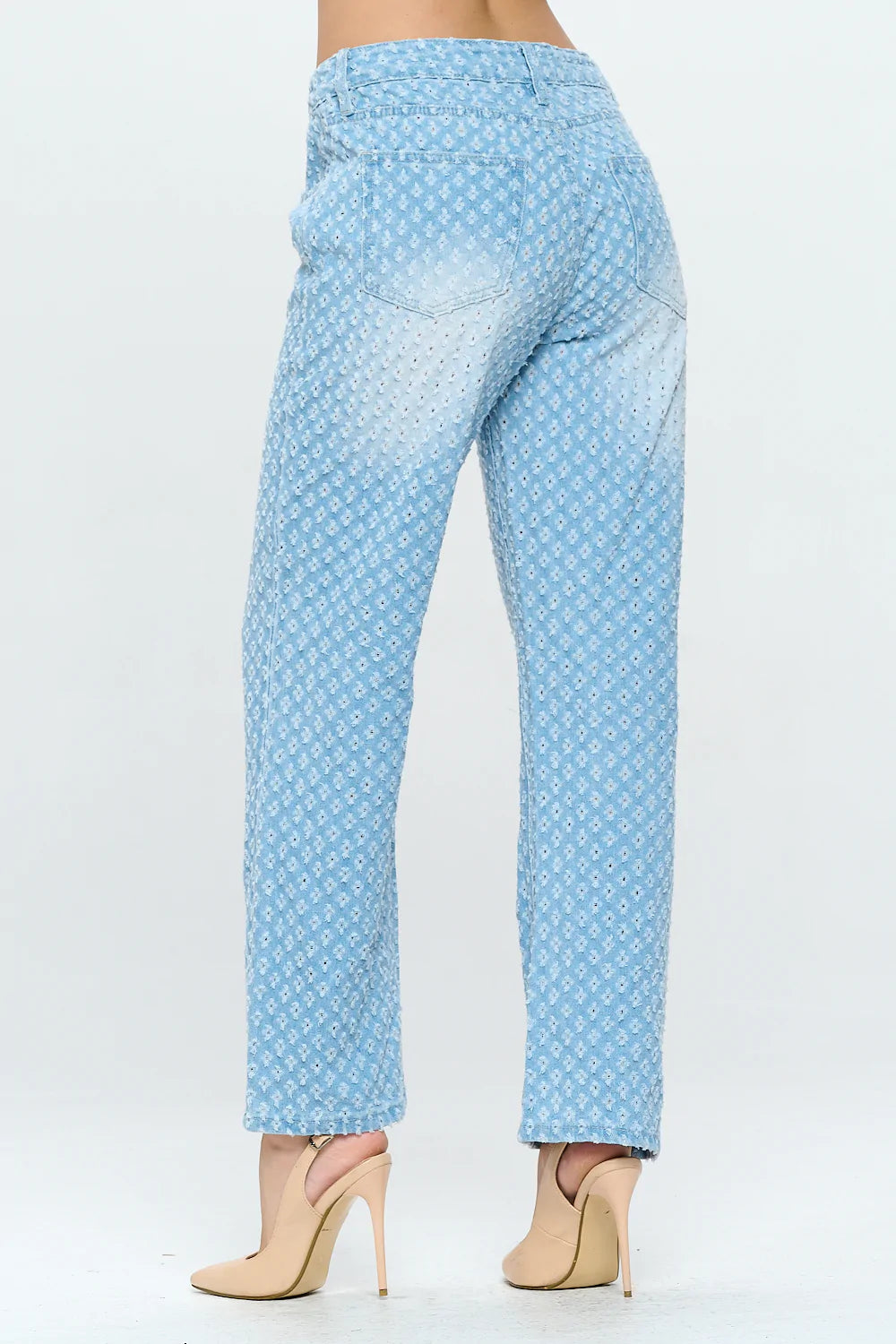 High Rise Straight Leg Jean Retro Pin Holes Black DH2201