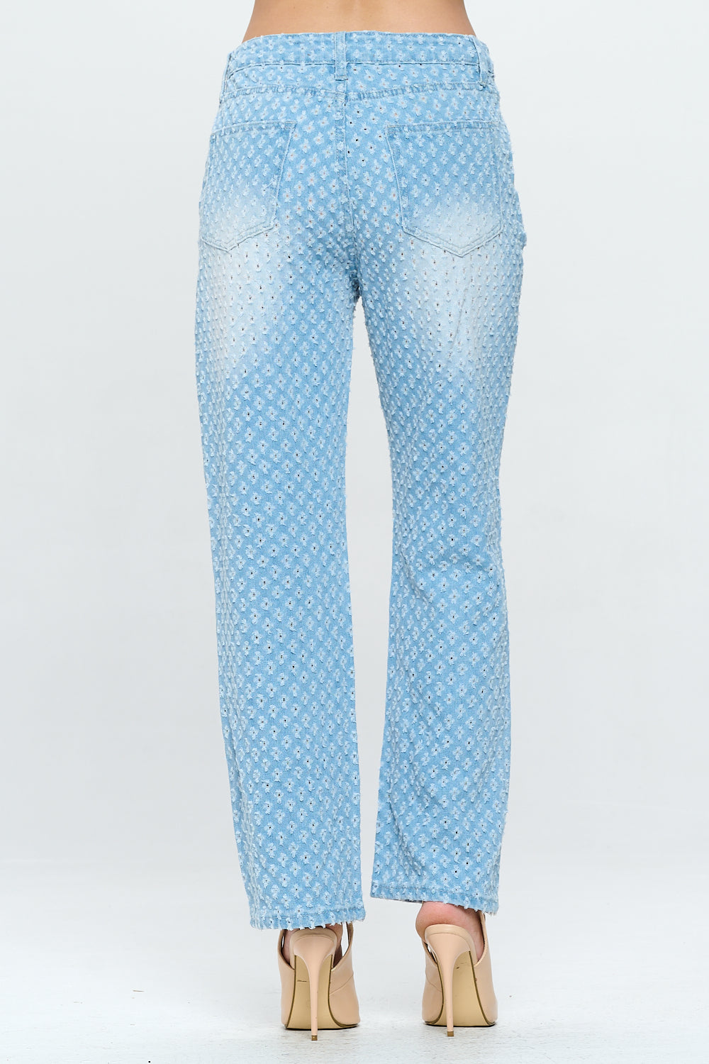 High Rise Straight Leg Jean Retro Pin Holes Light DH2201