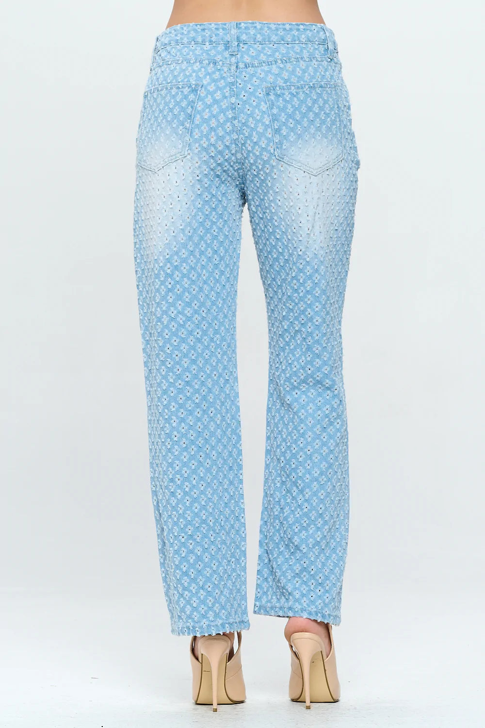 High Rise Straight Leg Jean Retro Pin Holes Black DH2201