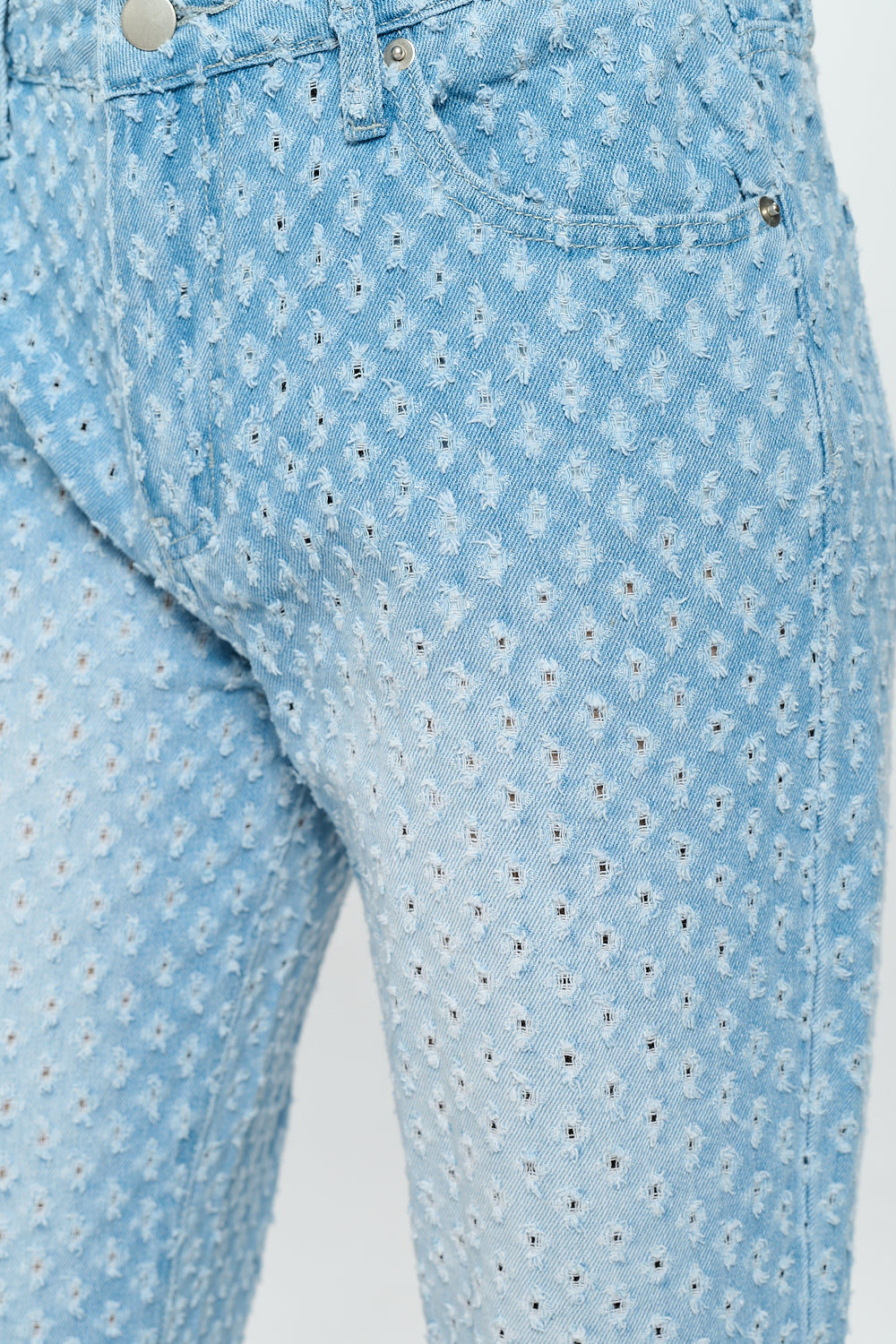 High Rise Straight Leg Jean Retro Pin Holes Light DH2201