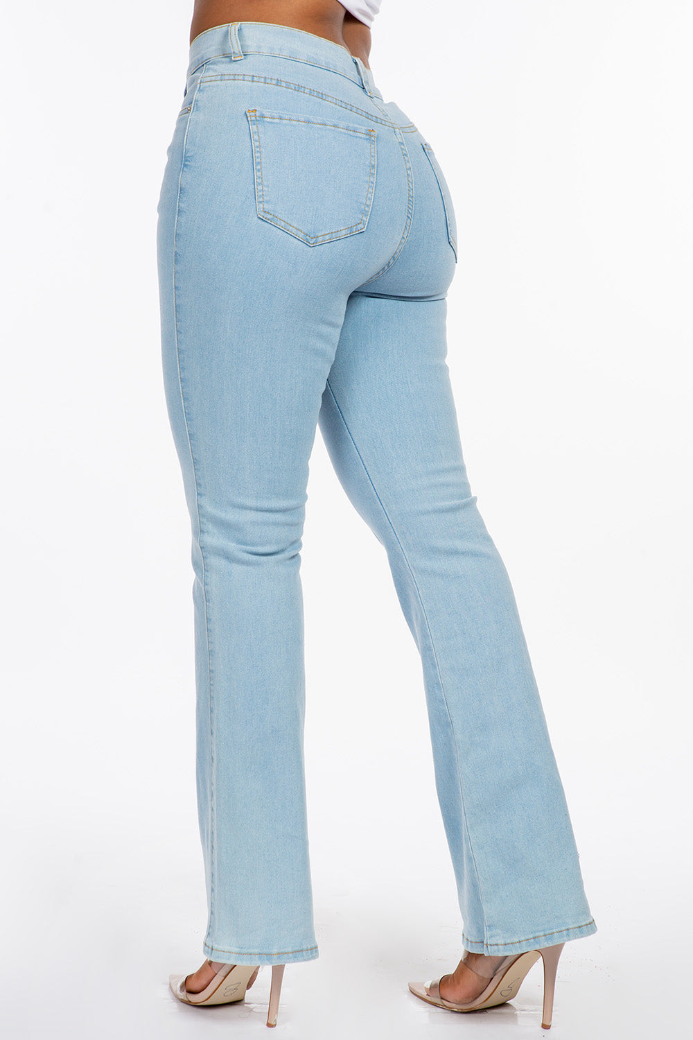 Extreme Stretch High Waist Bootcut Flare Jean Med YH2202