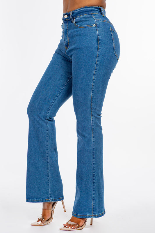 Extreme Stretch High Waist Bootcut Flare Jean Med YH2202
