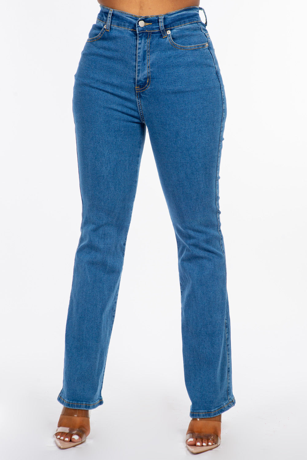 Extreme Stretch High Waist Bootcut Flare Jean Med YH2202