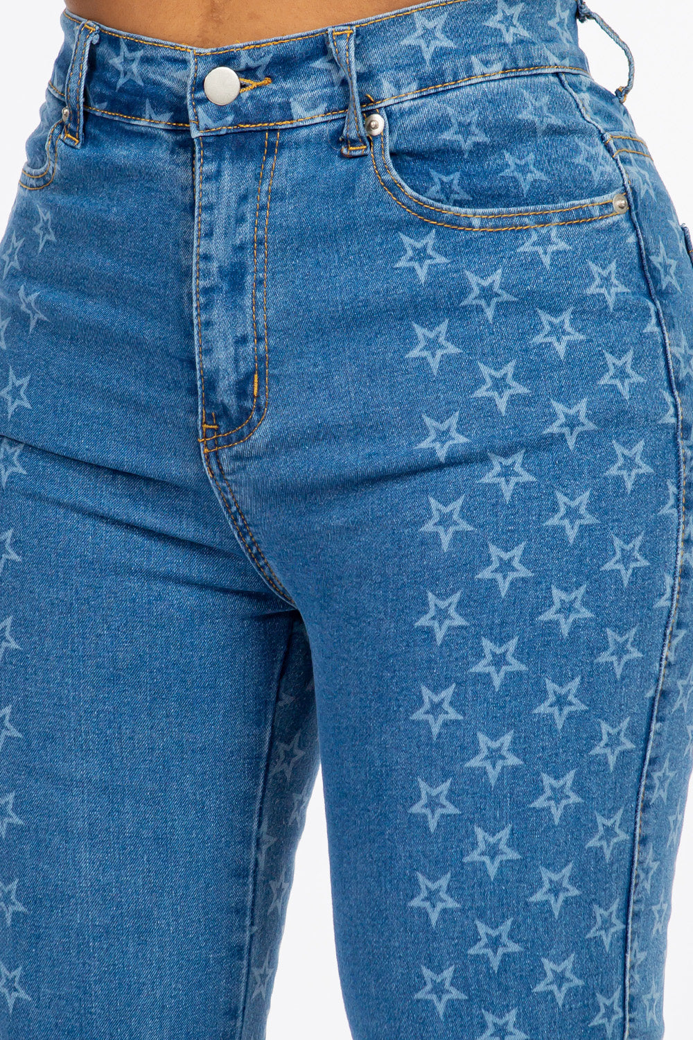 High Rise Bootcut Jean Stars Digital Print Light YH2201
