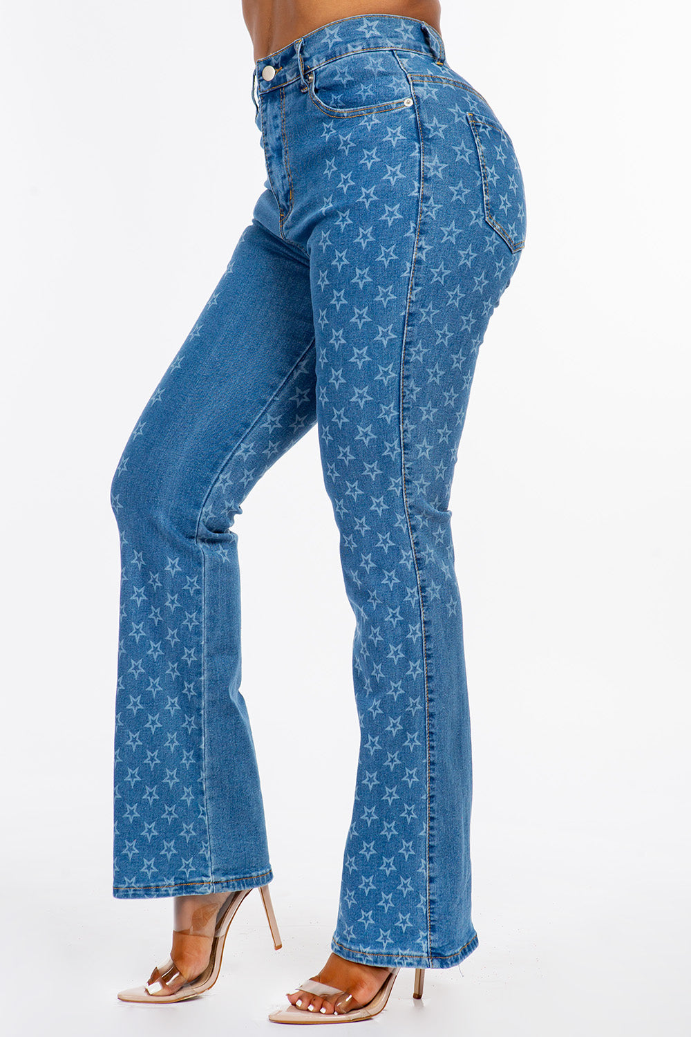 High Rise Bootcut Jean Stars Digital Print Light YH2201