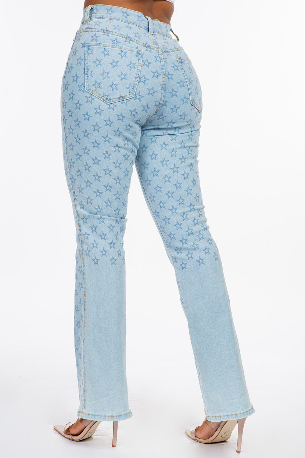 High Rise Bootcut Jean Stars Digital Print Light YH2201