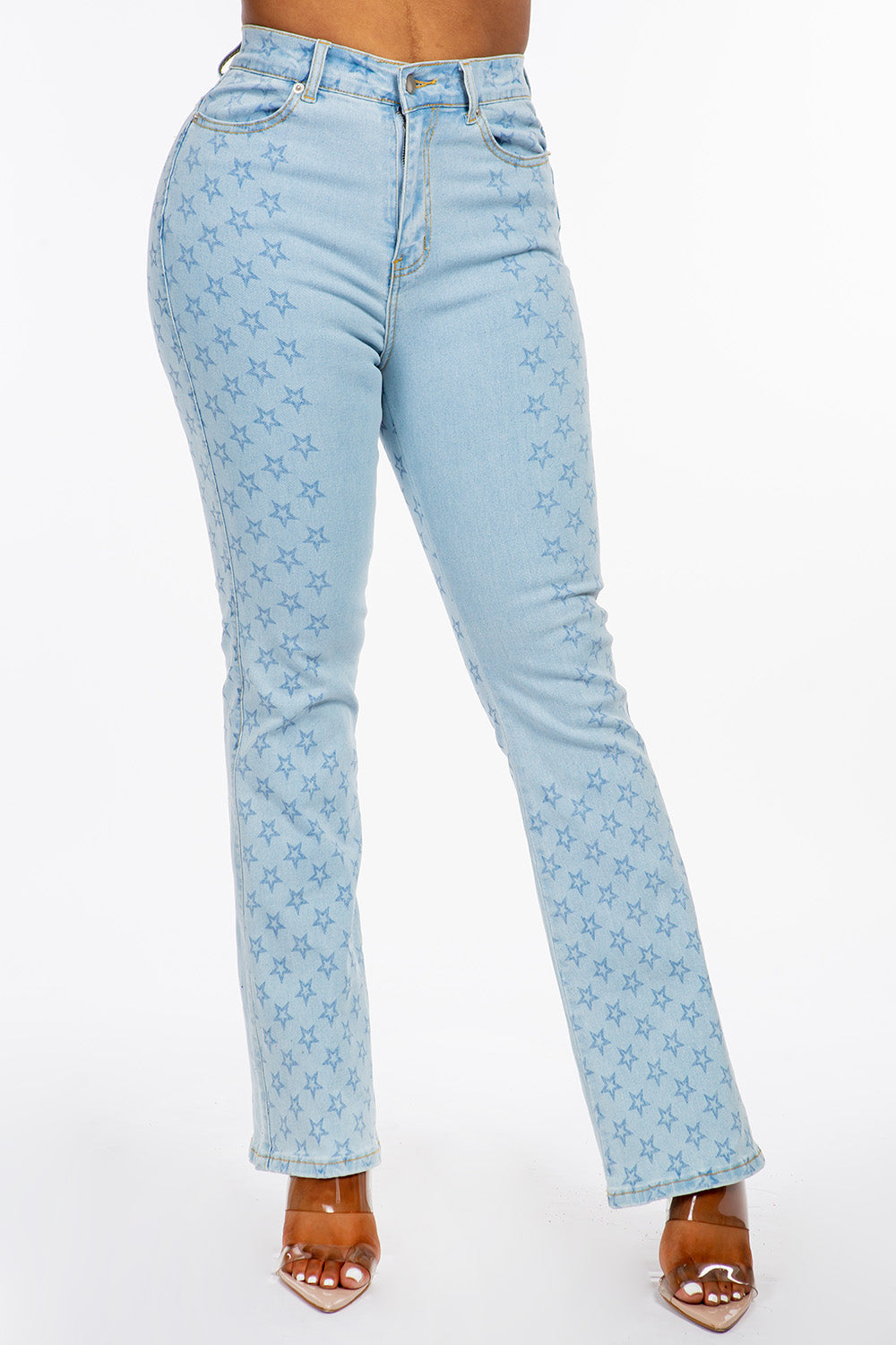 High Rise Bootcut Jean Stars Digital Print Light YH2201