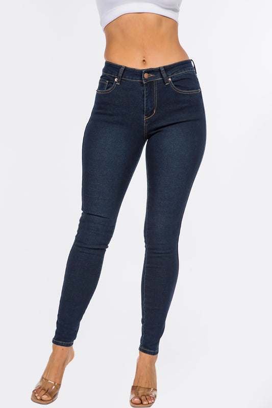 Classic Mid Rise Skinny Jean Extreme Stretch Dark WR3702