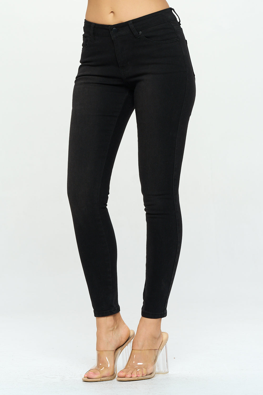 Classic Mid Rise Skinny Jean Extreme Stretch Black WR3702