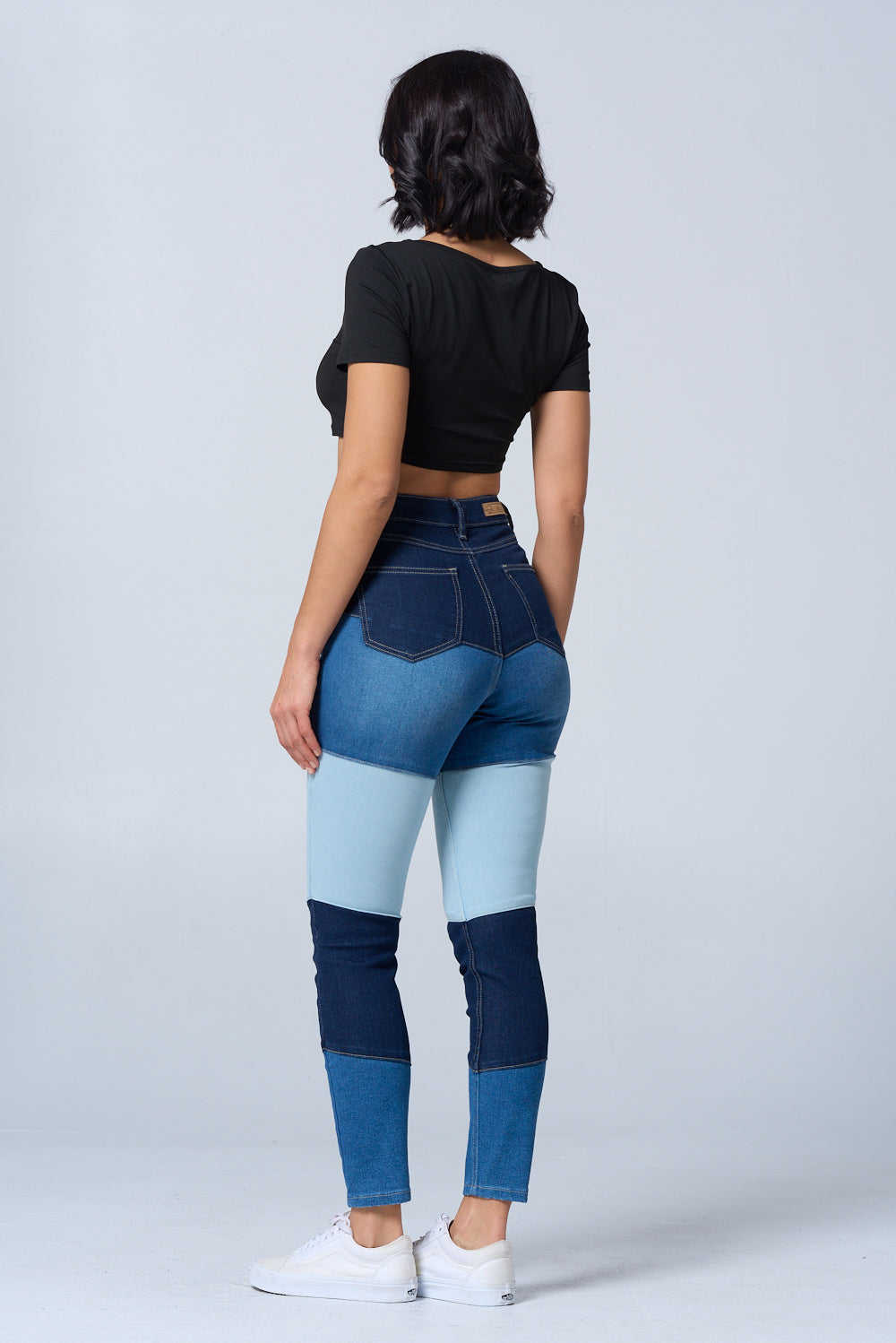 High Waist Color Block Skinny Jeans NH2208