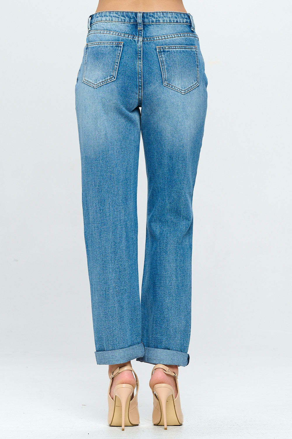 90's Style Mid Rise Mom Jean Rolled Cuff Medium DH2108