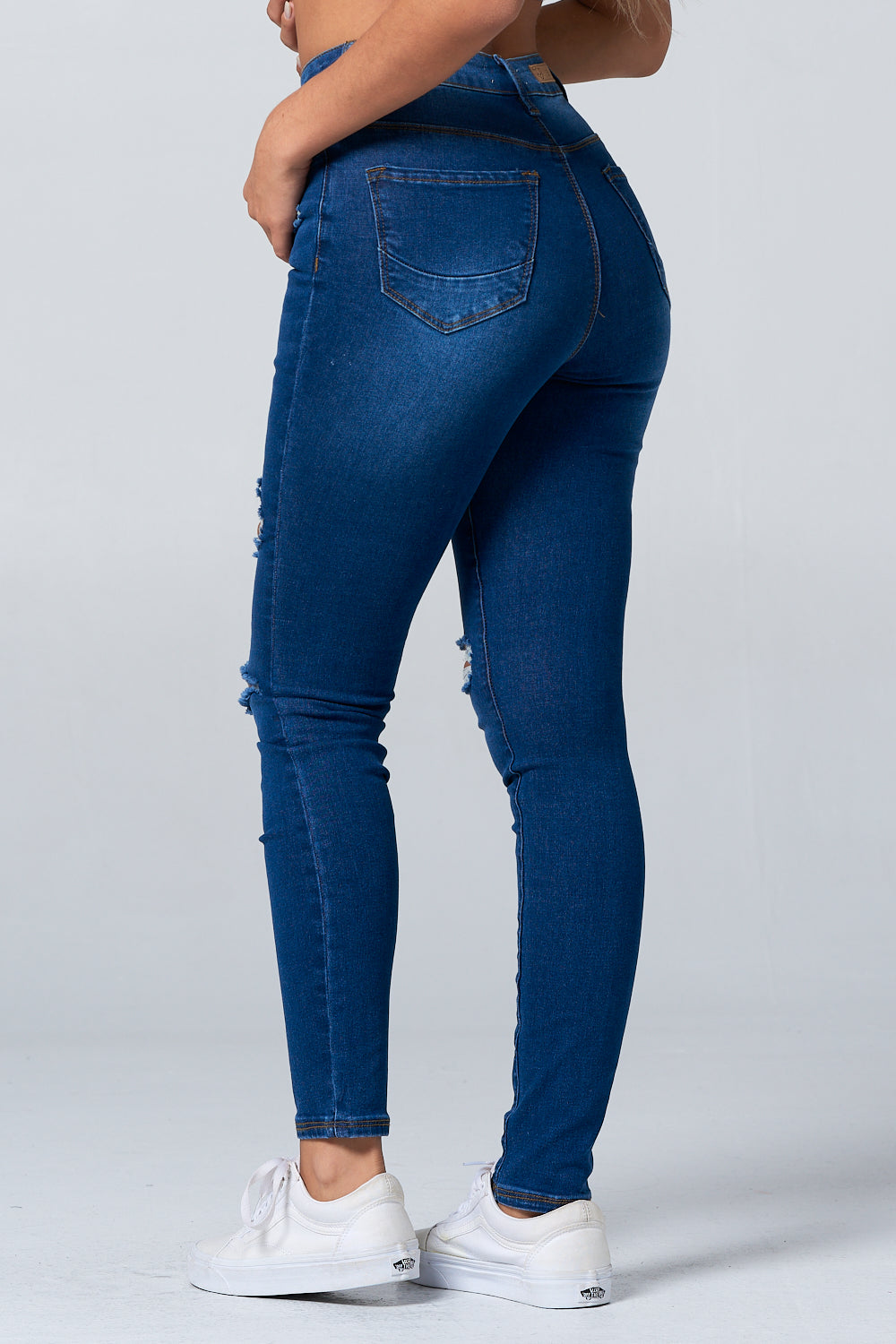 NEW Ripped High Rise Skinny Jean Dark Blue DH3709