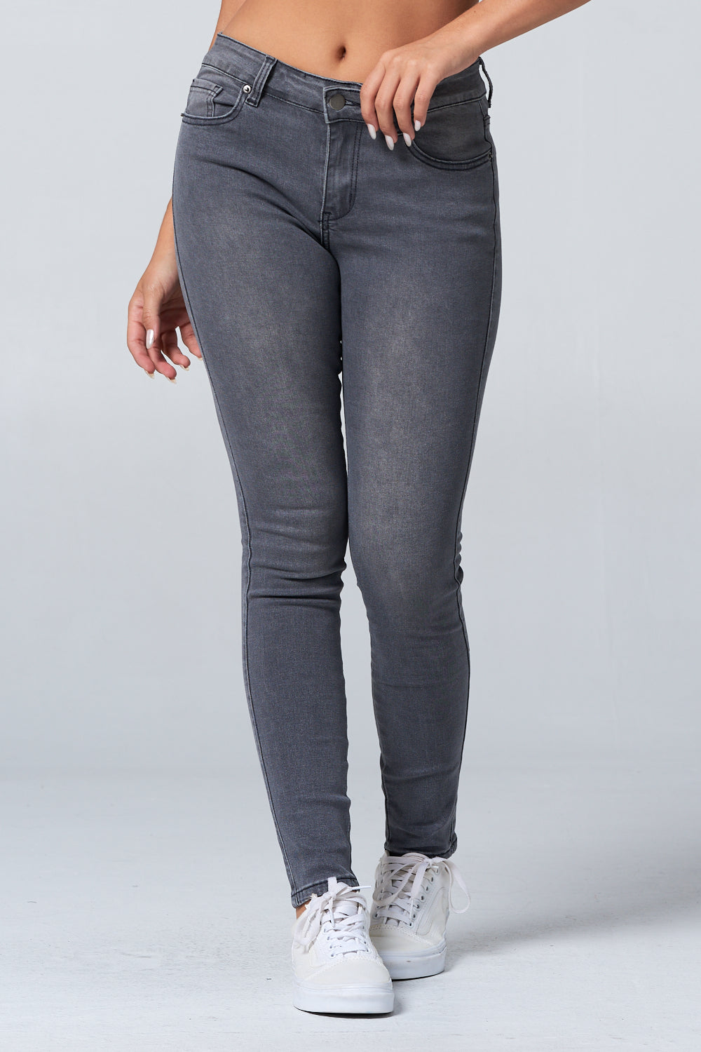 Classic Mid Rise Skinny Jean Extreme Stretch Gray WR3702